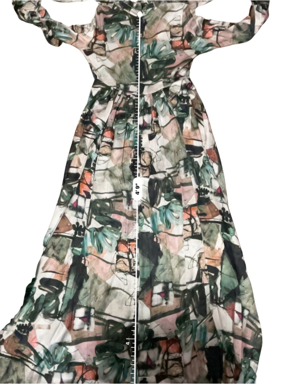 Abstract Watercolor Maxi Dress wearable art Boho Wedding Guest NWT Small resort - Picture 7 of 11